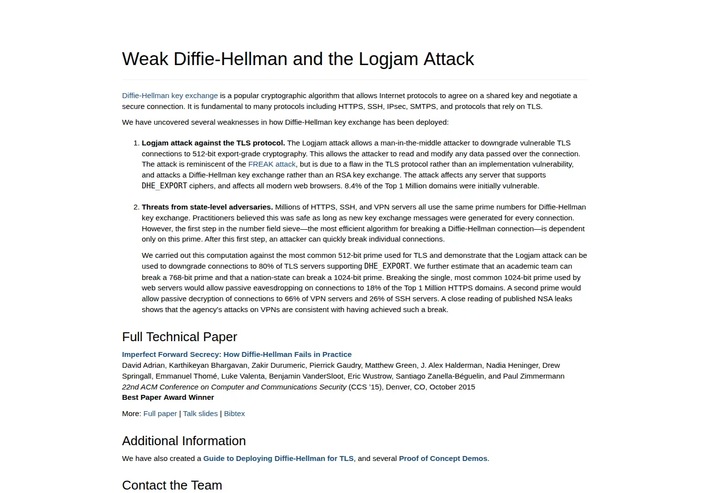 Screenshot of weakdh.org