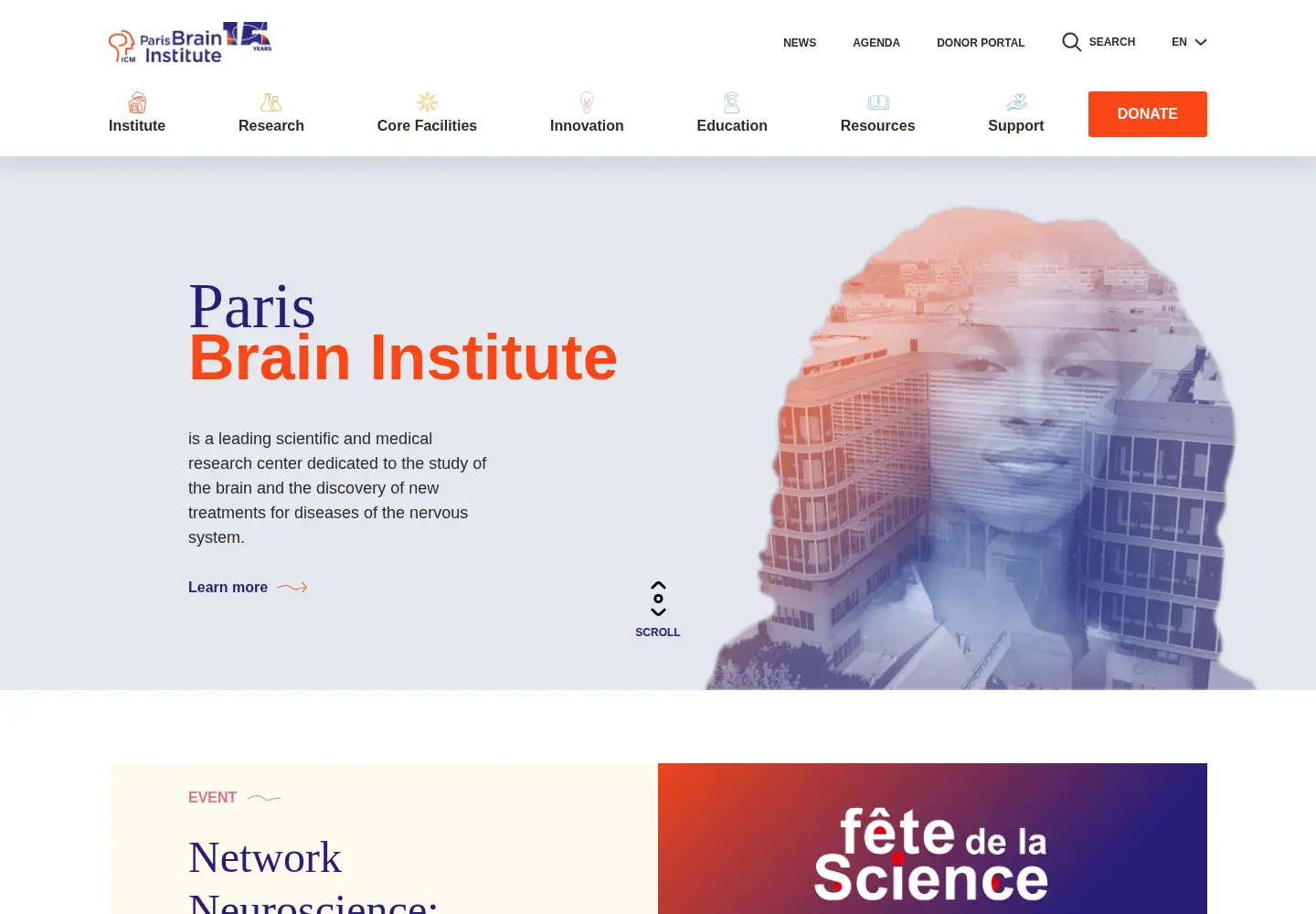Screenshot of parisbraininstitute.org