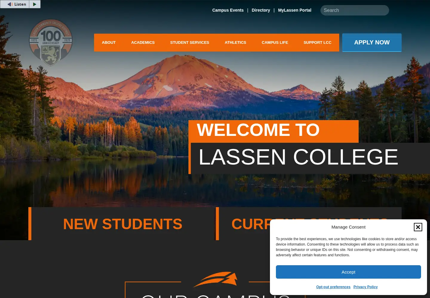 Screenshot of lassencollege.edu