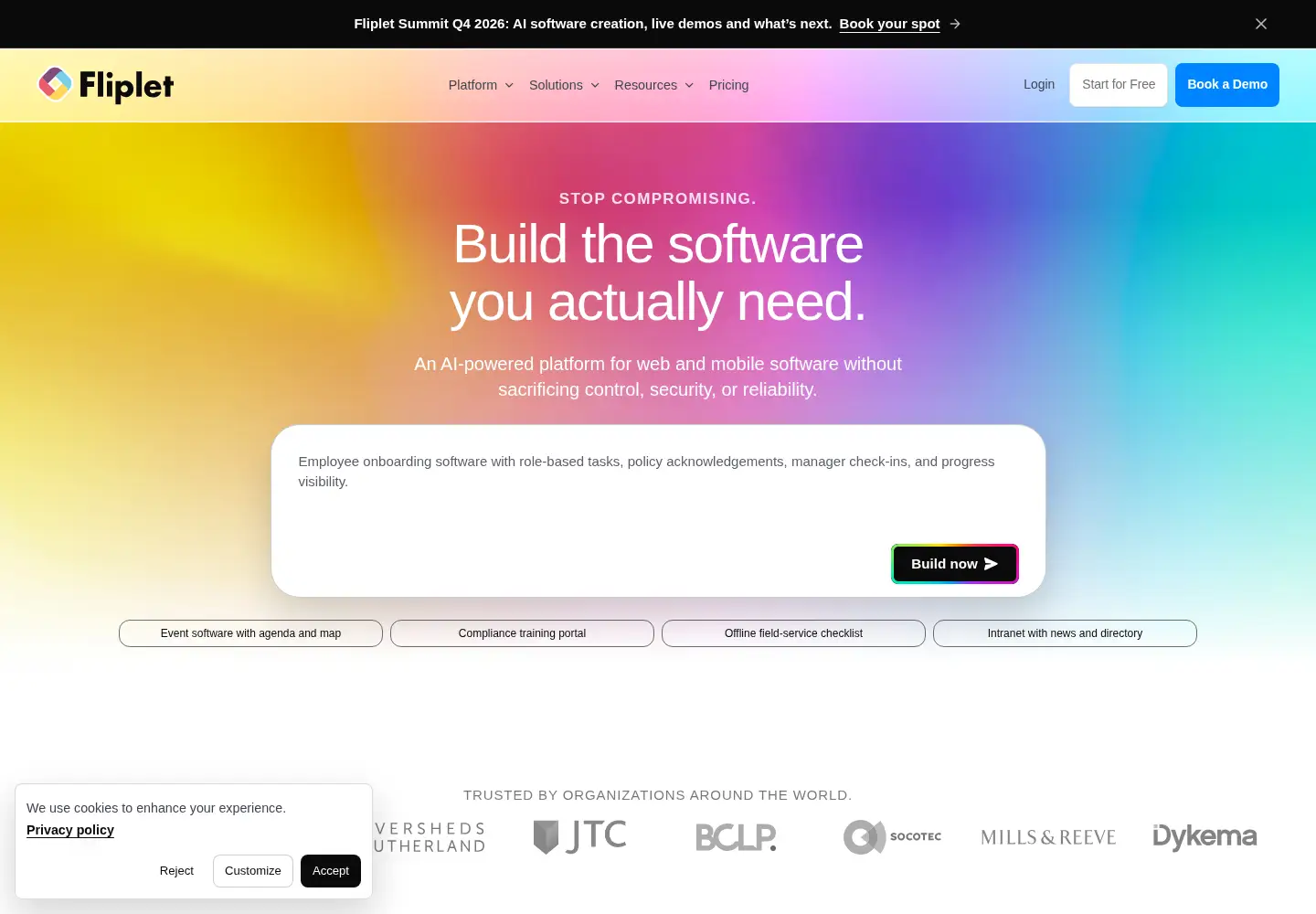 Screenshot of fliplet.com