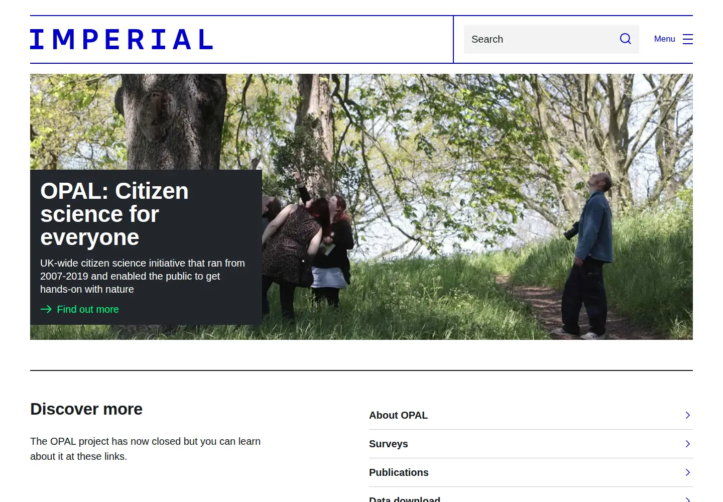 Screenshot of opalexplorenature.org