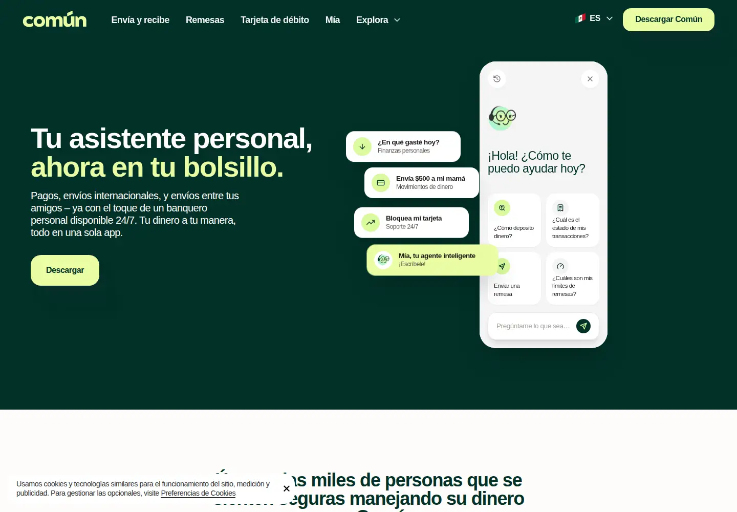 Captured homepage of comun.app in the current scan