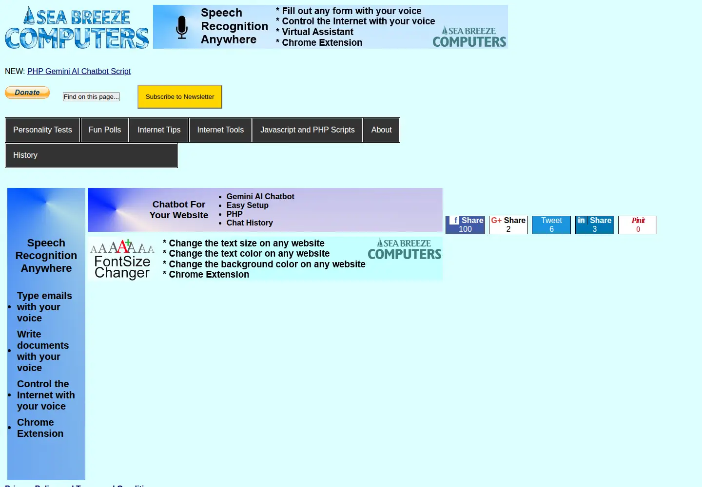 Captured homepage of seabreezecomputers.com in the current scan