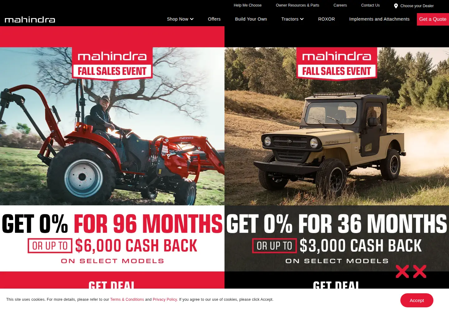 Captured homepage of mahindrausa.com in the current scan