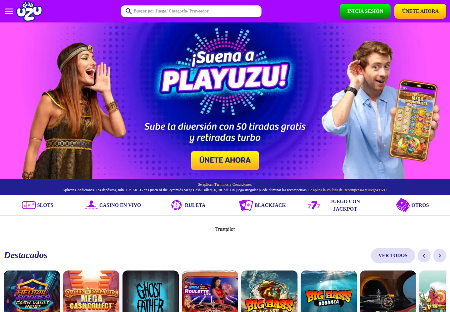 Captured homepage of playuzu.es in the current scan