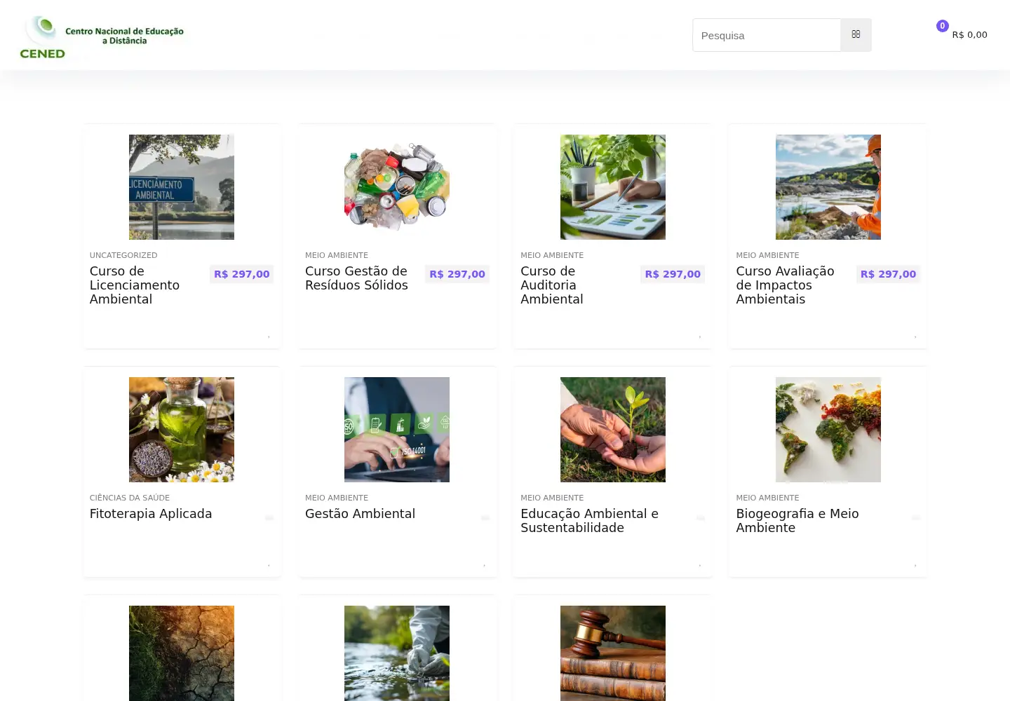 Captured homepage of cenedcursos.com.br in the current scan