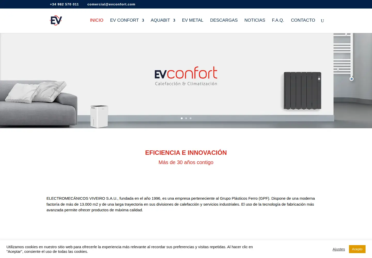 Captured homepage of evconfort.com in the current scan