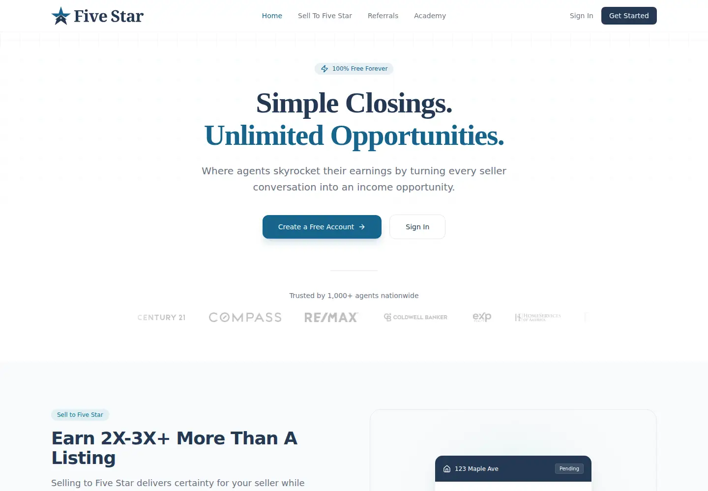 Captured homepage of fivestaragentsolutions.com in the current scan