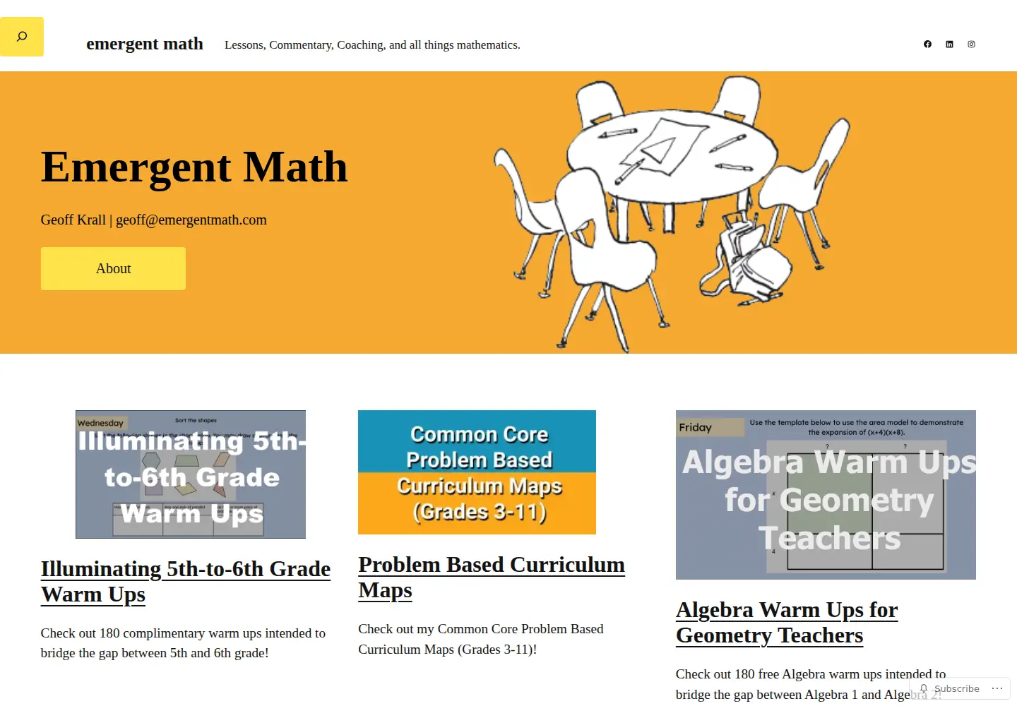 Captured homepage of emergentmath.com in the current scan