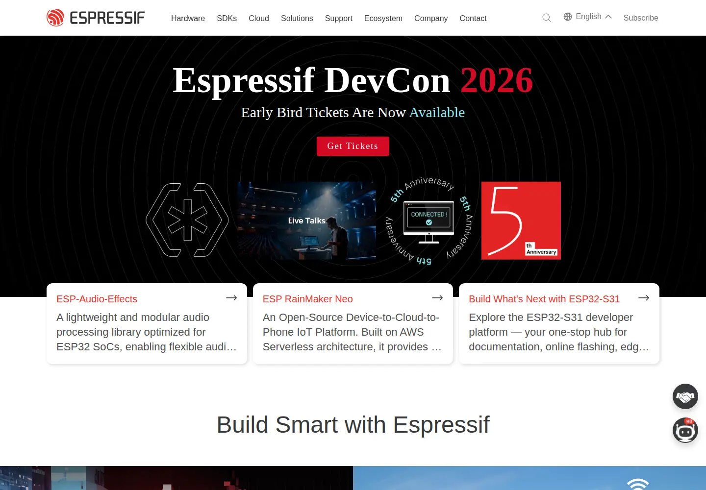 Screenshot of espressif.com