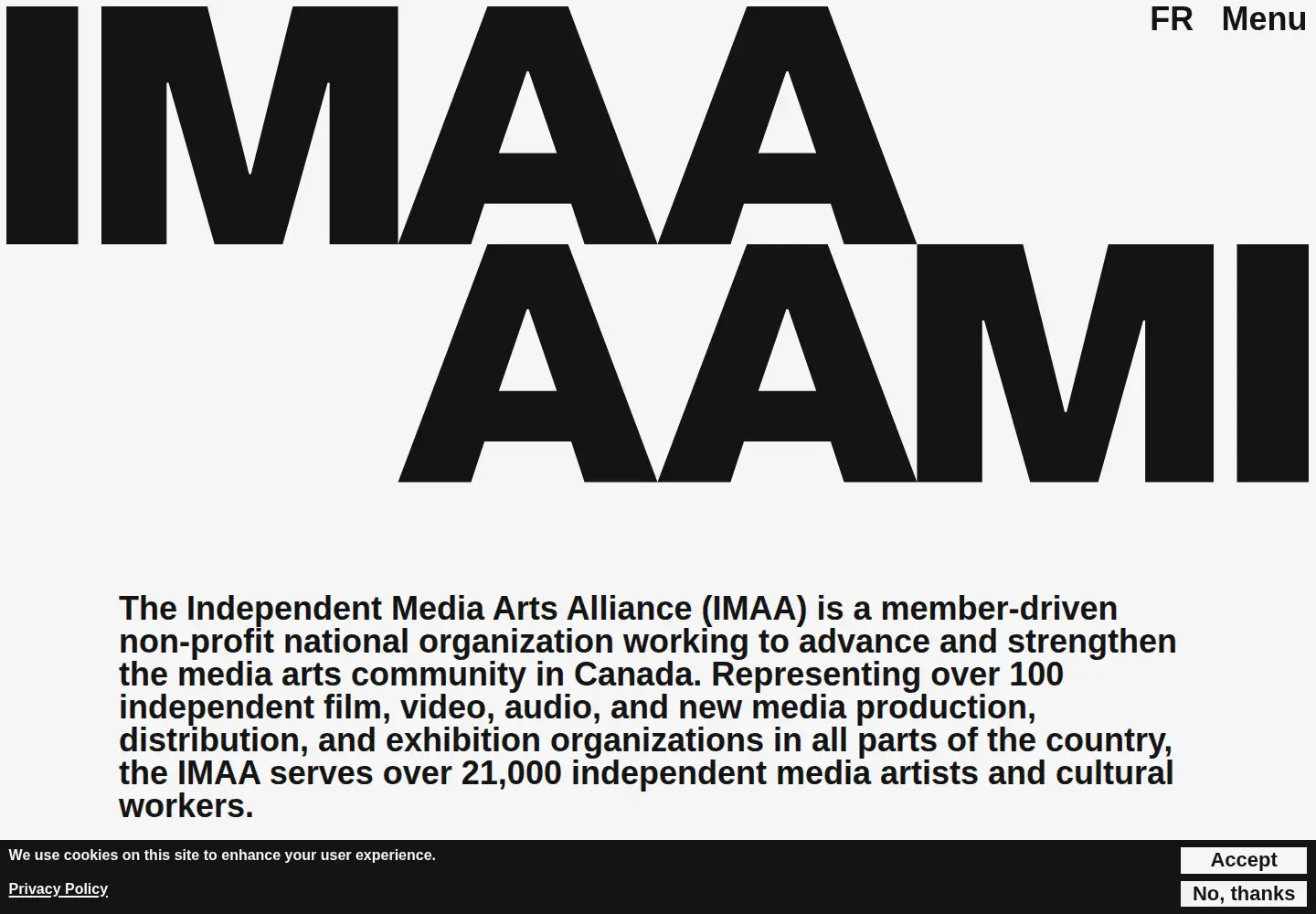 Captured homepage of imaa.ca in the current scan