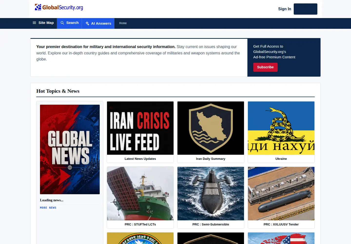 Screenshot of globalsecurity.org