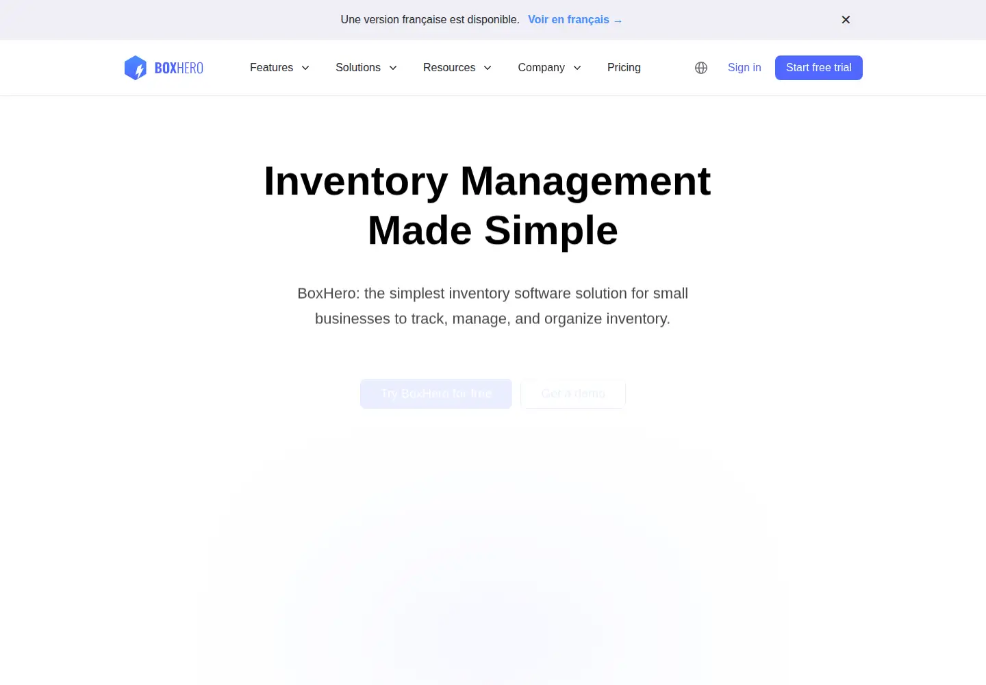 Screenshot of boxhero.io