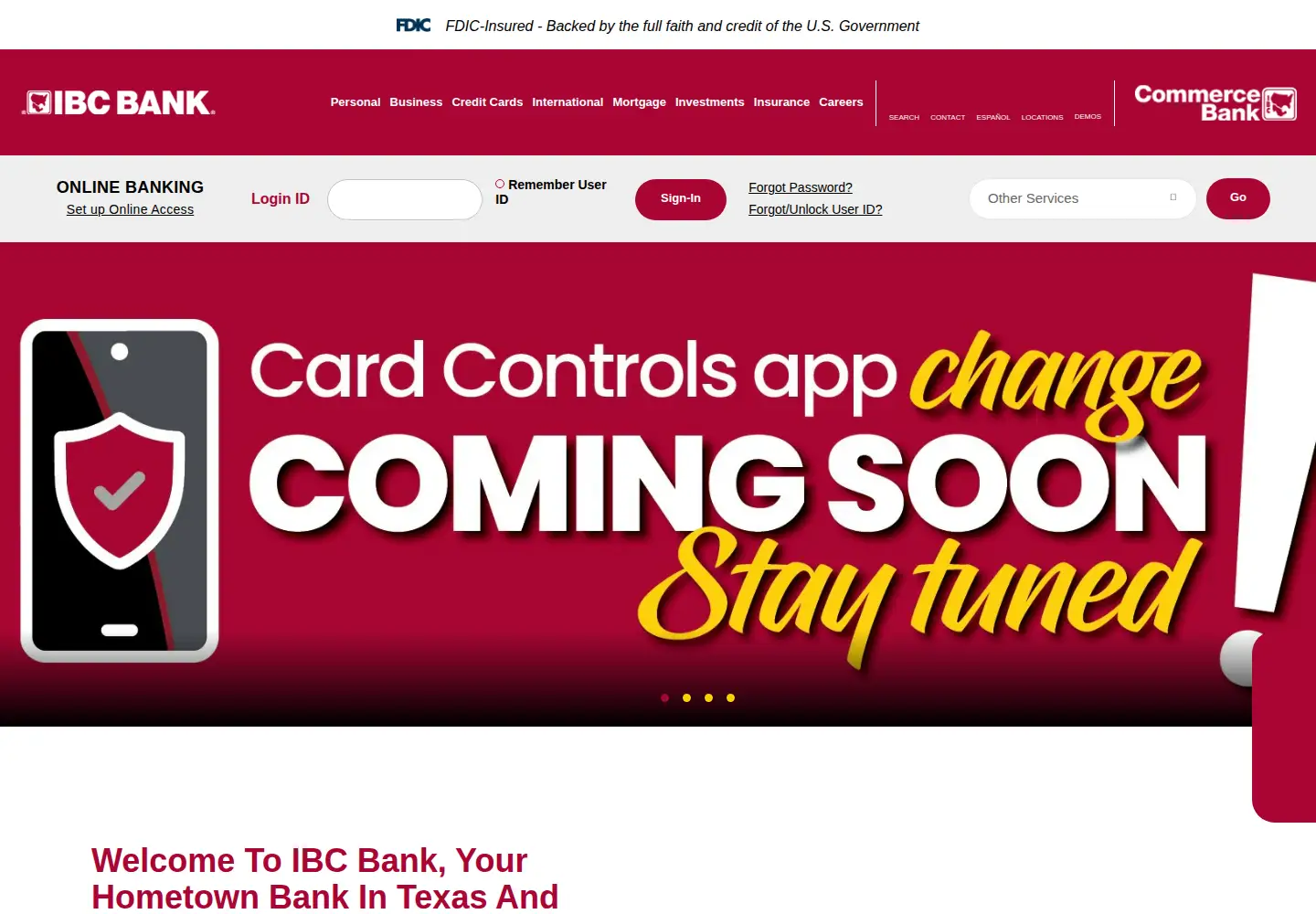 Captured homepage of ibc.com in the current scan