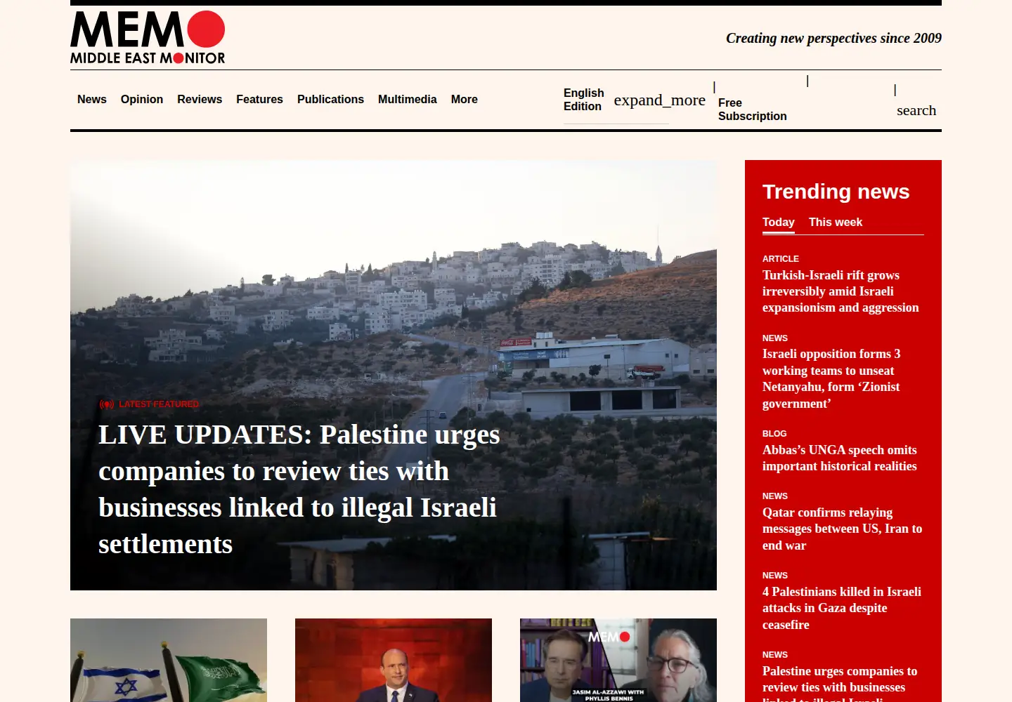 Screenshot of middleeastmonitor.com