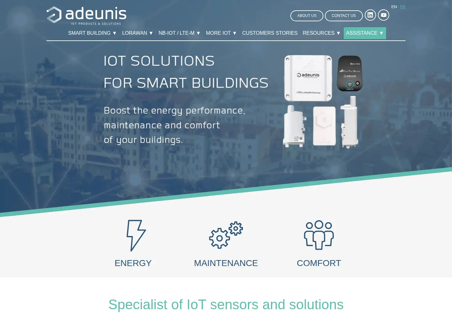 Screenshot of adeunis.com