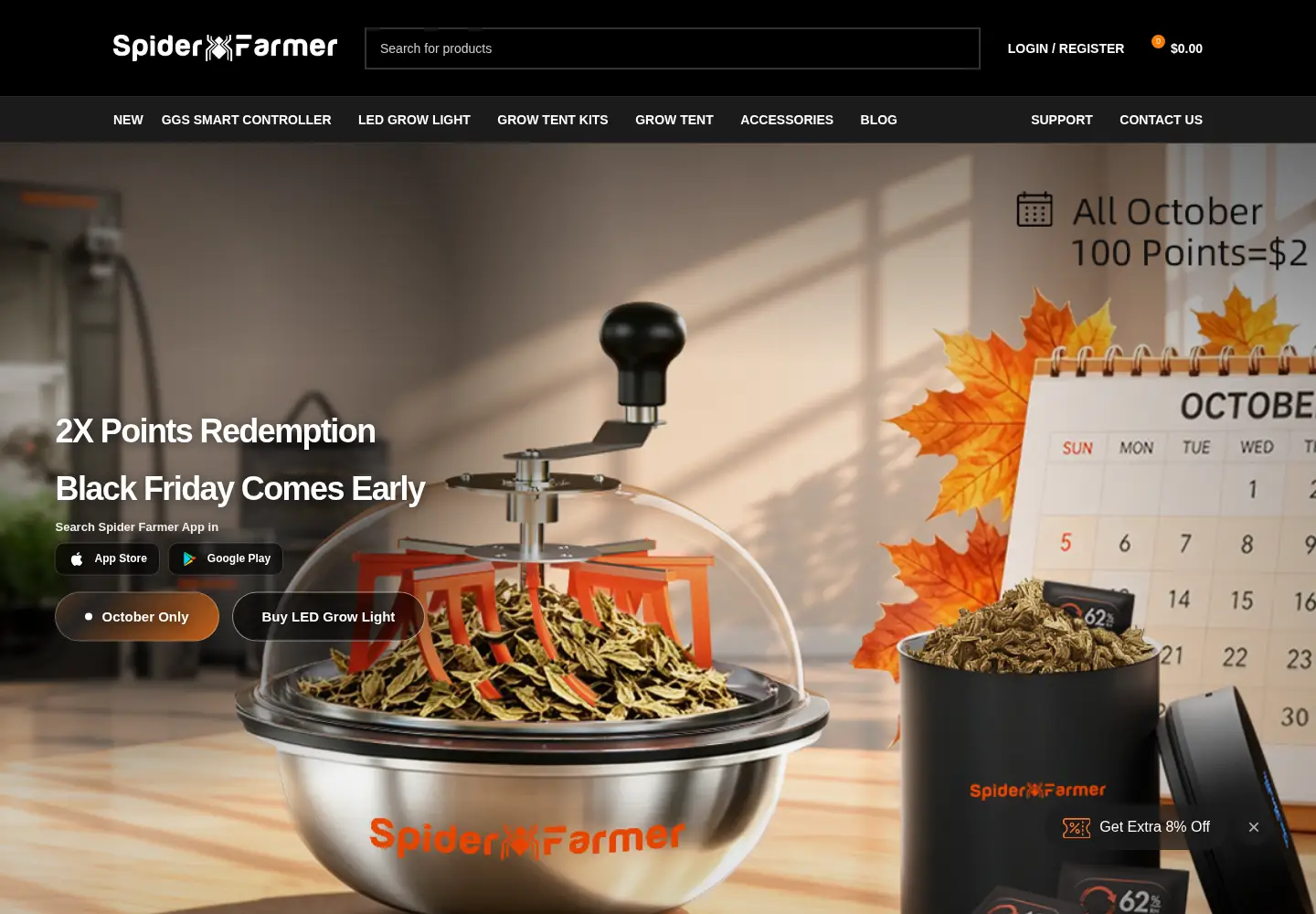 Captured homepage of spider-farmer.com in the current scan