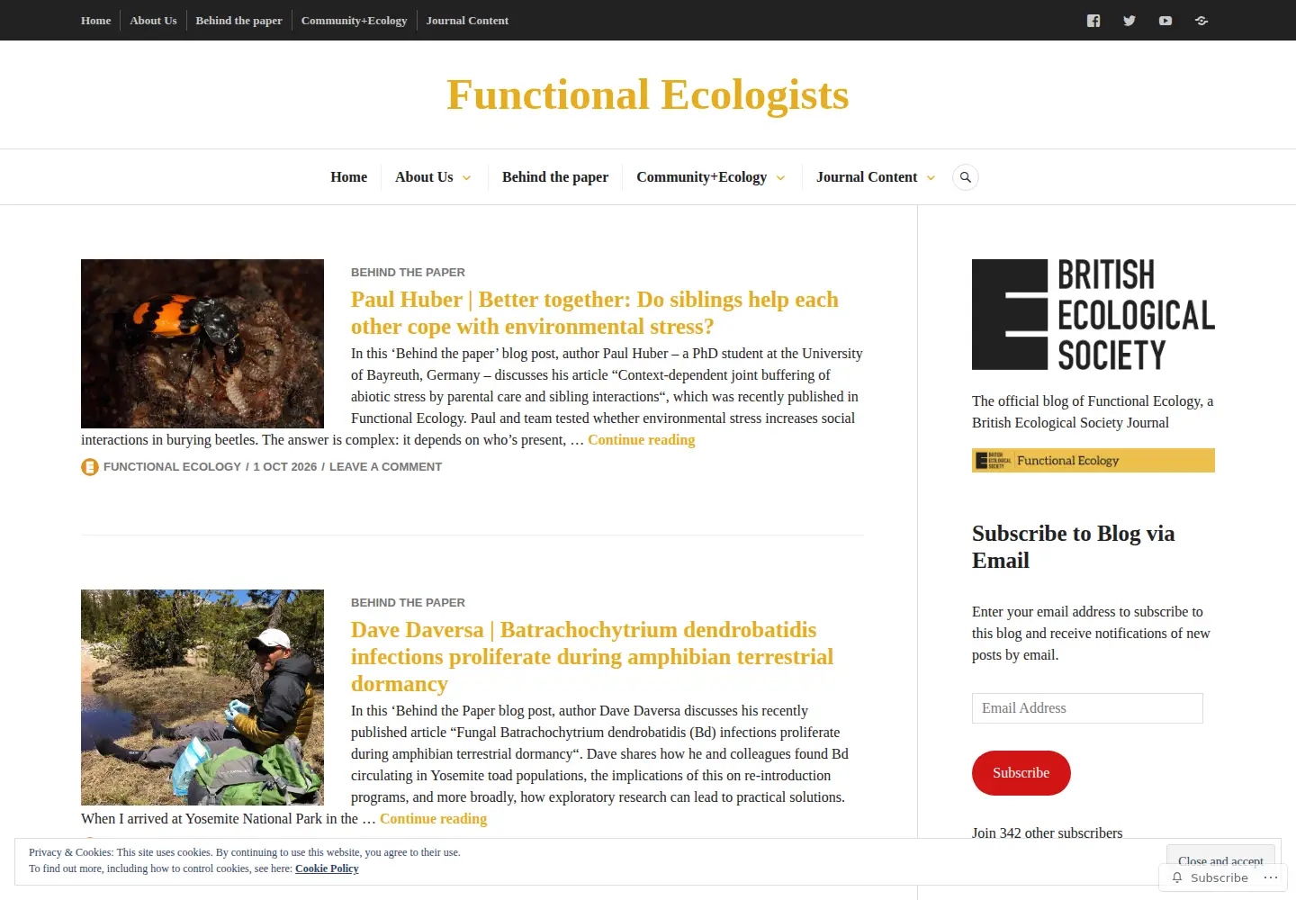 Screenshot of functionalecologists.com