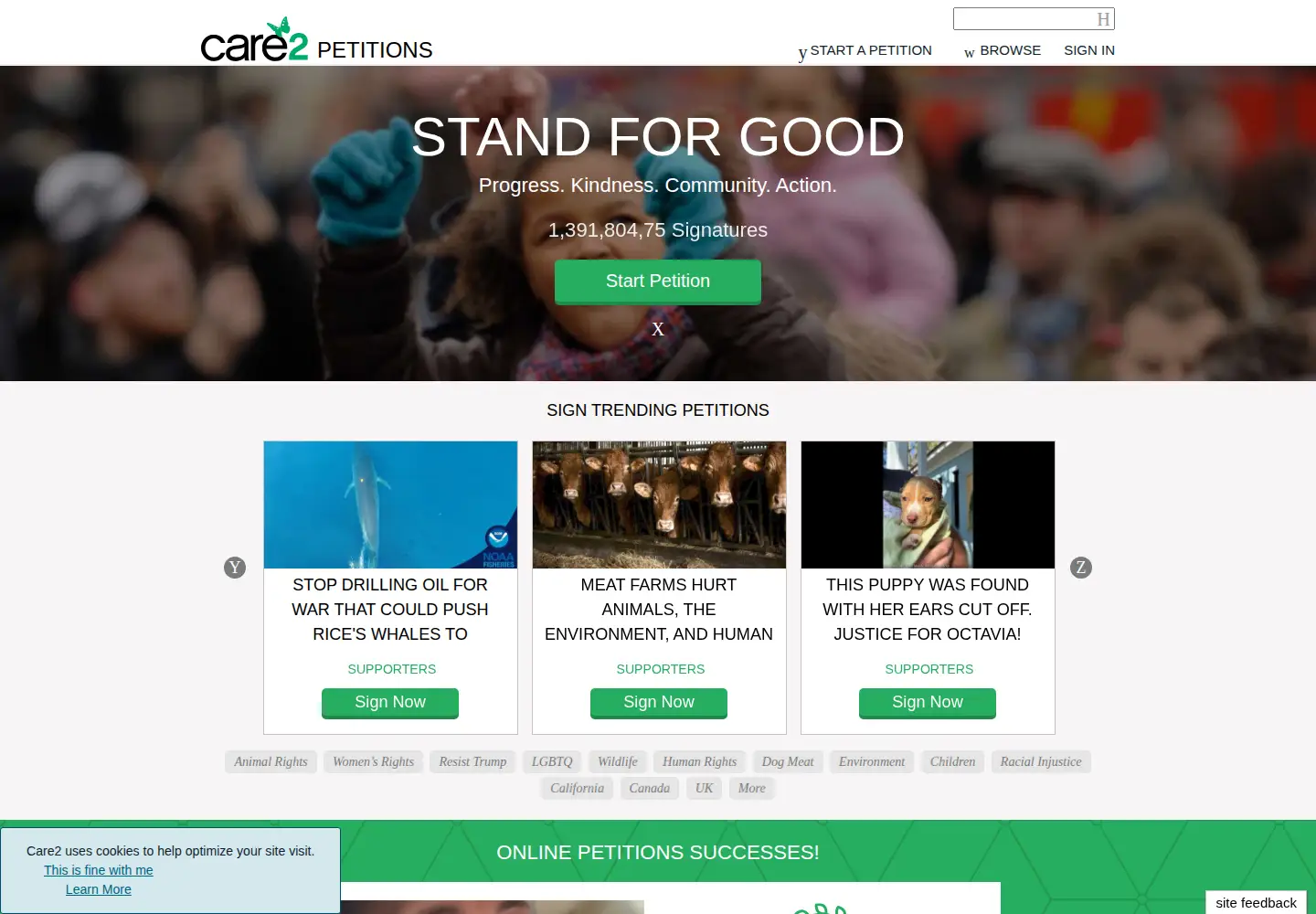Screenshot of thepetitionsite.com