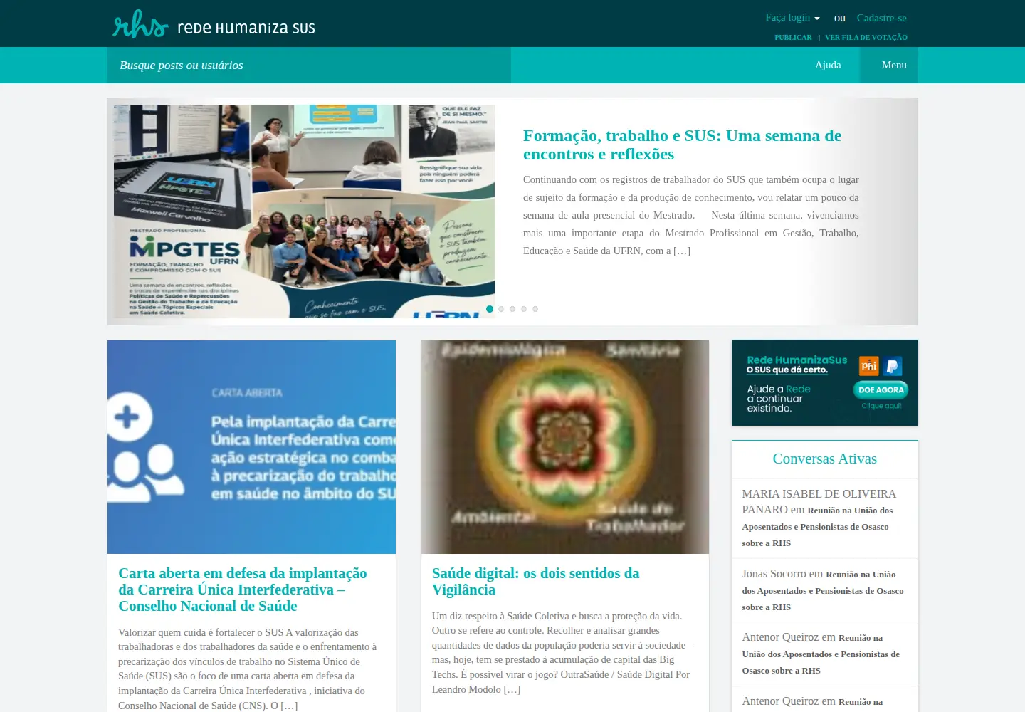 Captured homepage of redehumanizasus.net in the current scan
