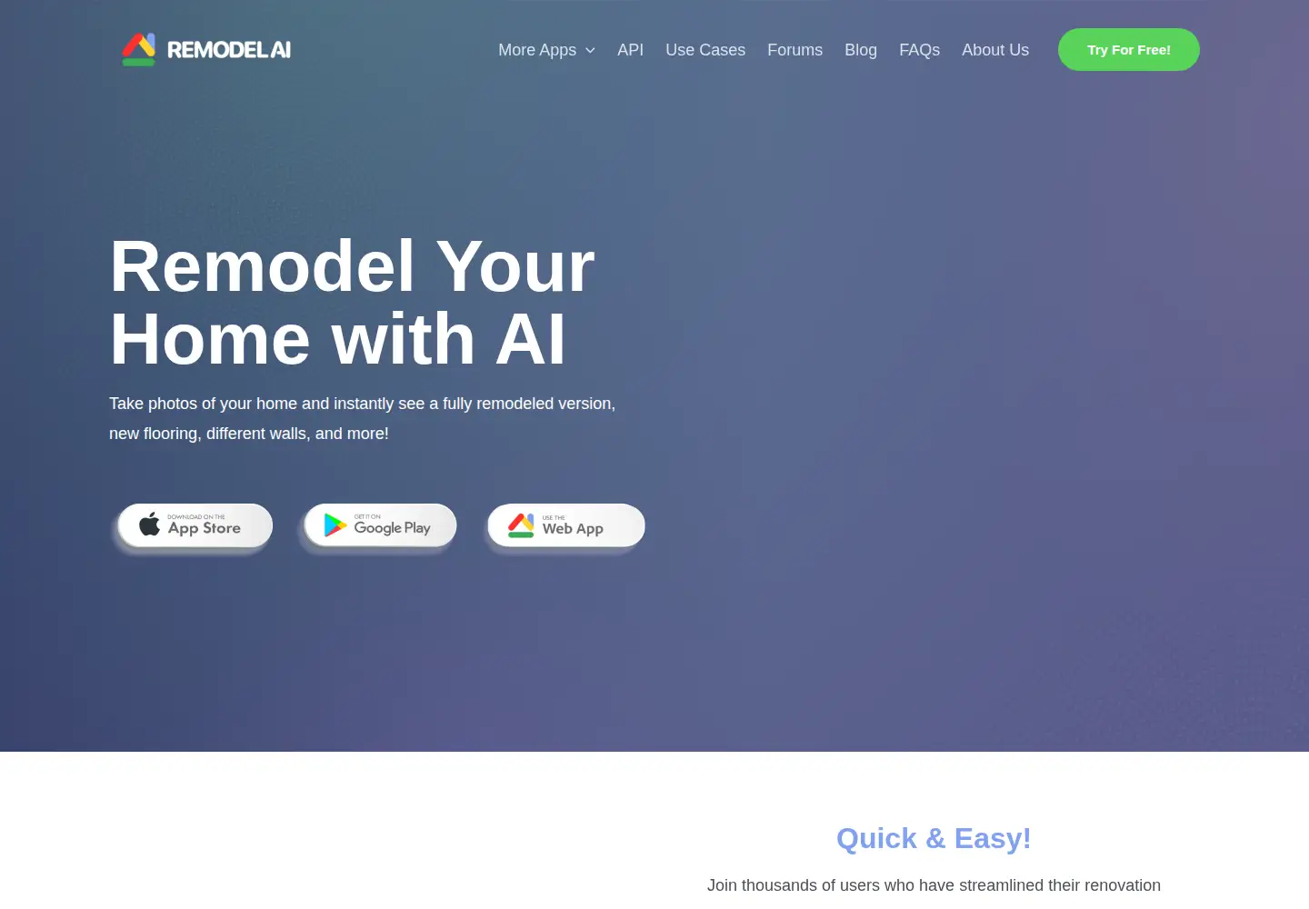 Screenshot of remodelai.app
