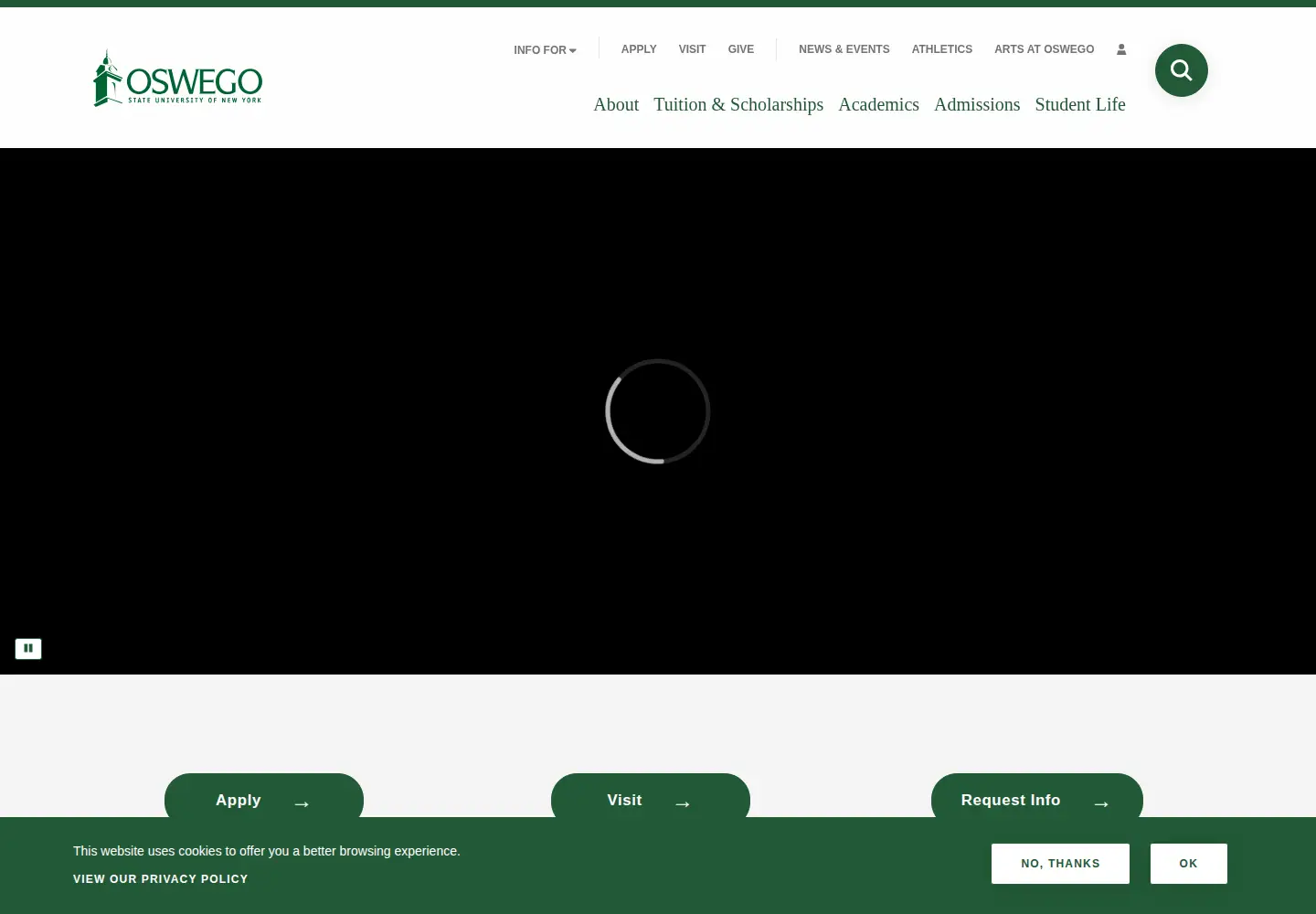 Screenshot of oswego.edu