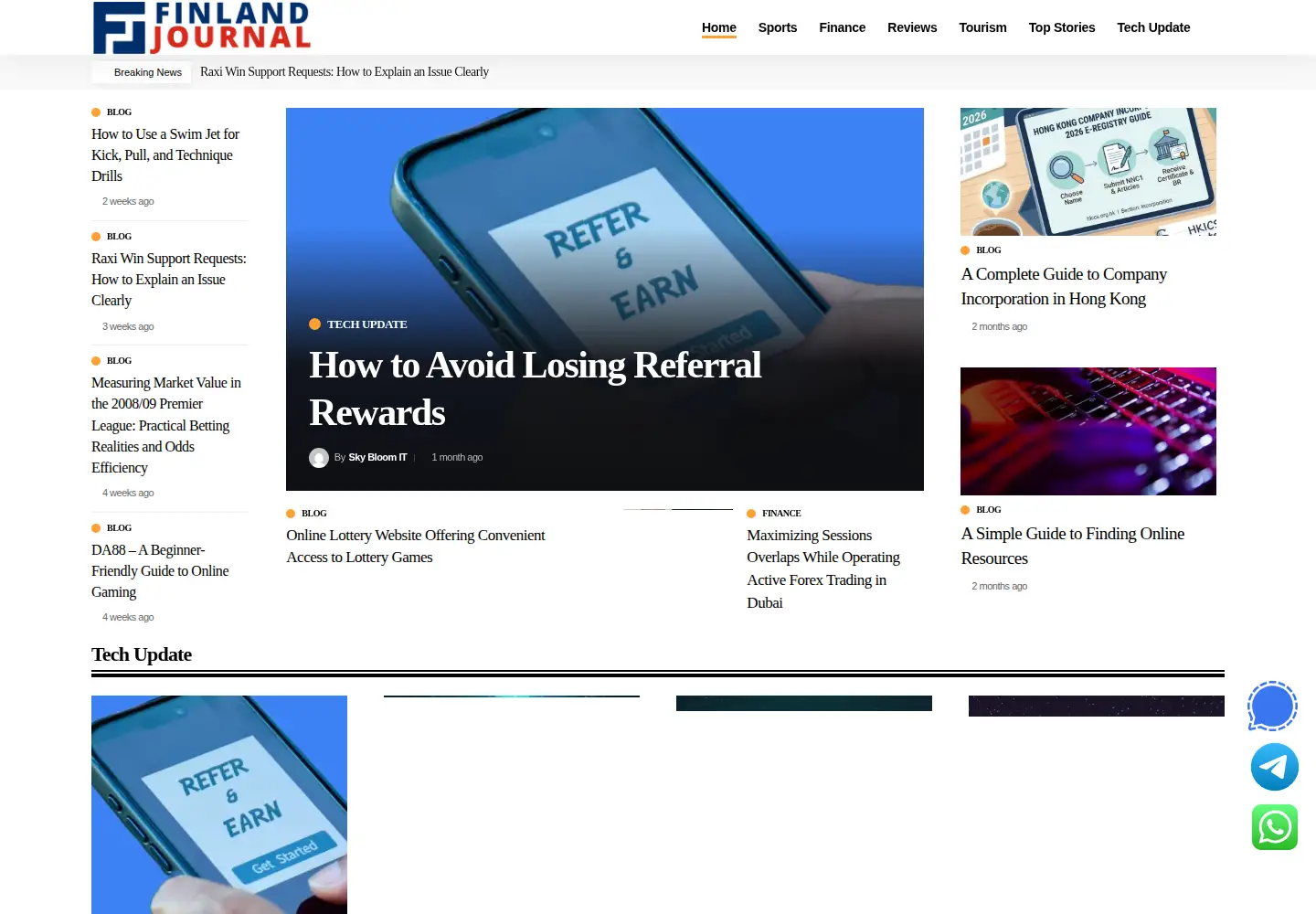 Screenshot of finlandjournal.com