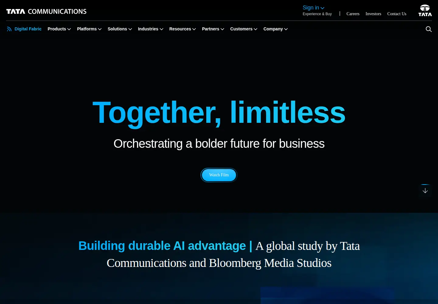 Screenshot of tatacommunications.com