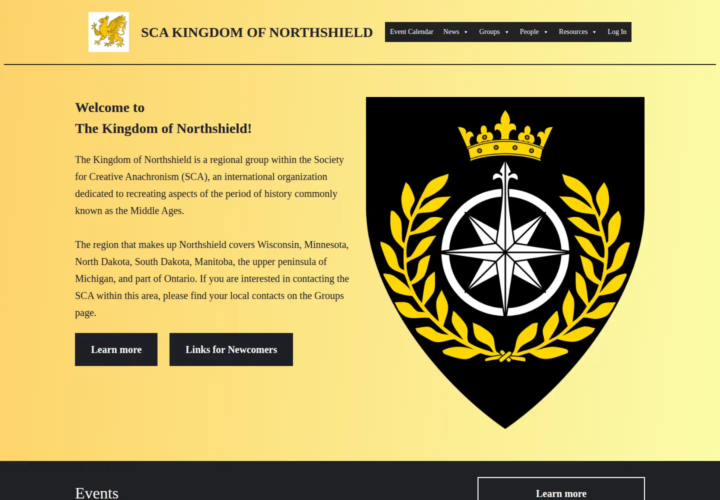 Captured homepage of northshield.org in the current scan