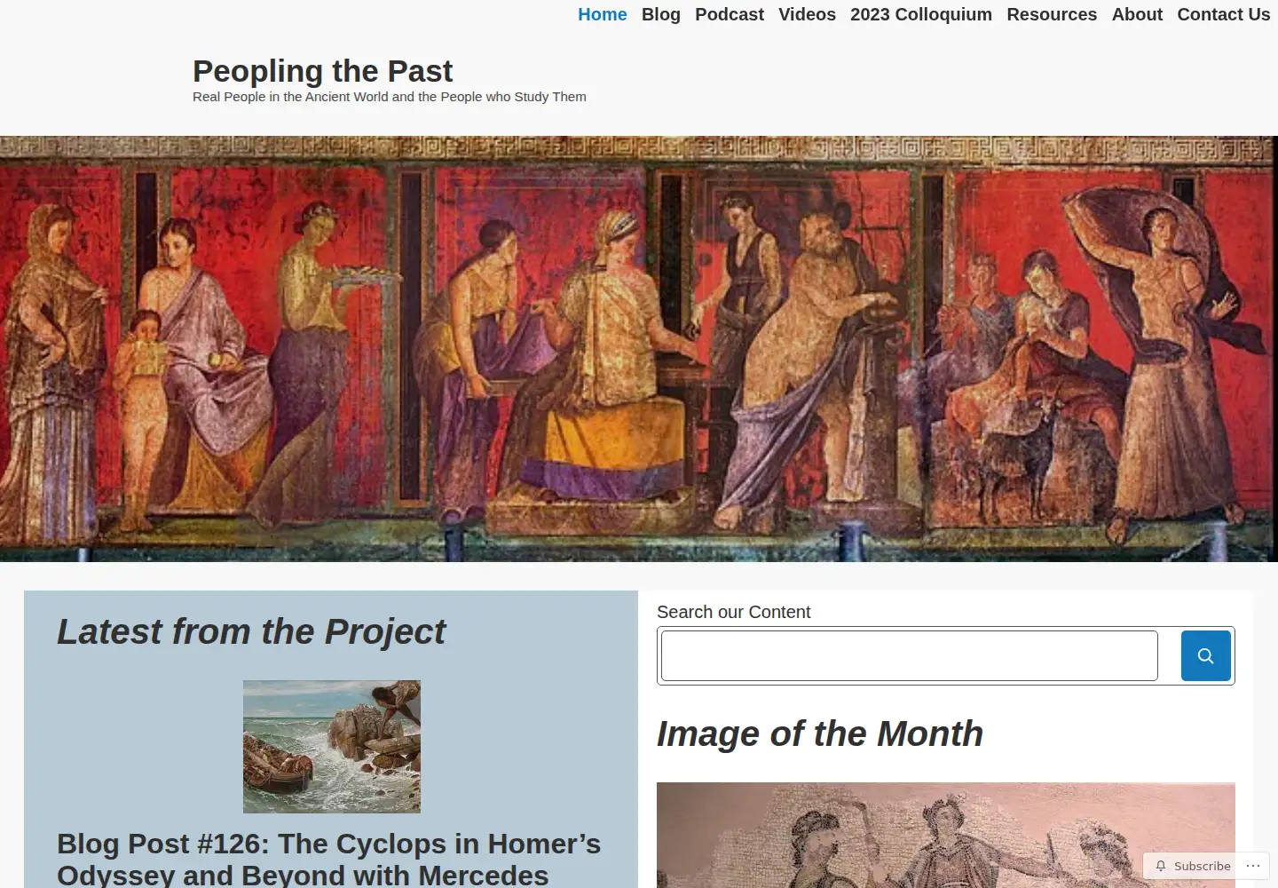 Captured homepage of peoplingthepast.com in the current scan