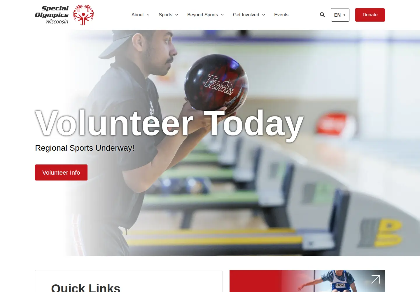 Screenshot of specialolympicswisconsin.org