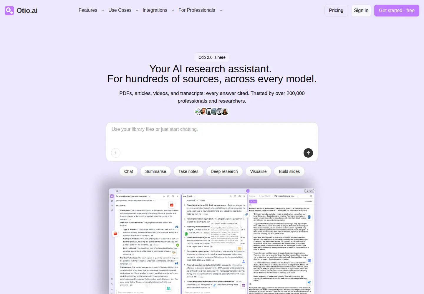 Screenshot of otio.ai