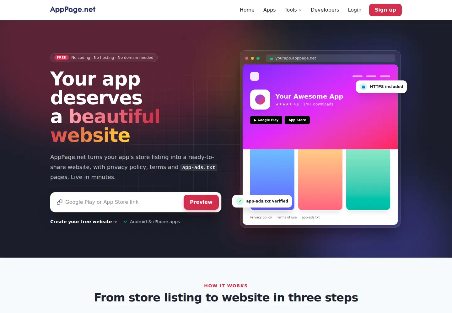 Captured homepage of apppage.net in the current scan