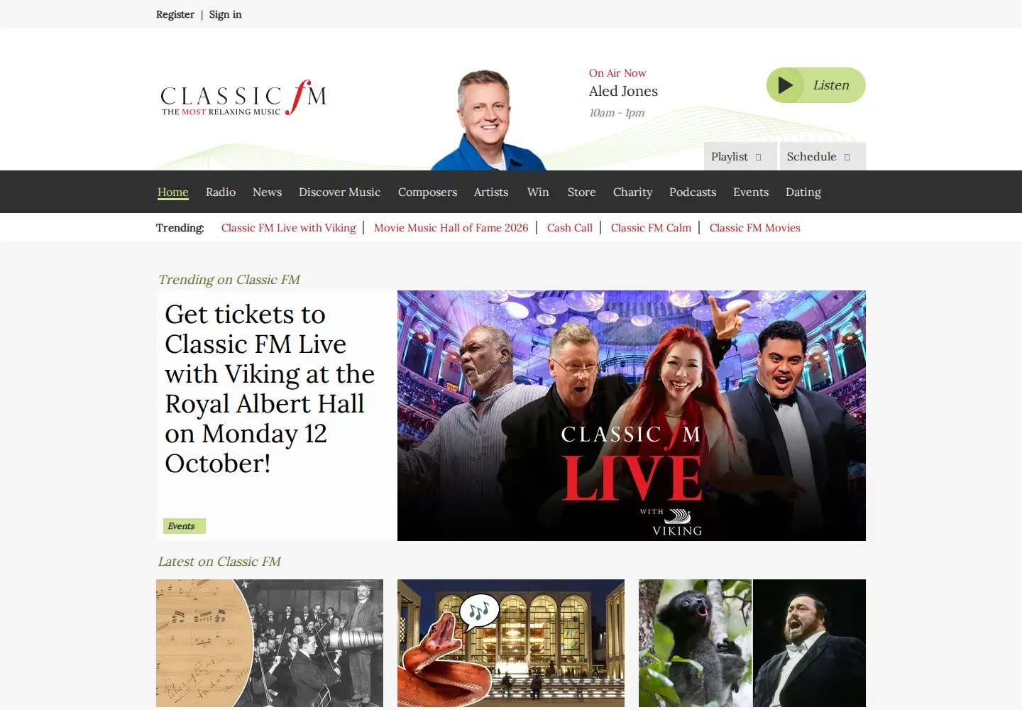 Screenshot of classicfm.com