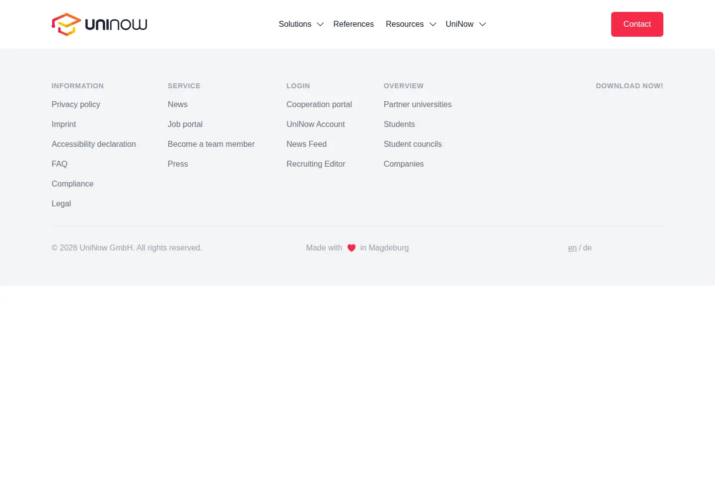 Screenshot of uninow.de