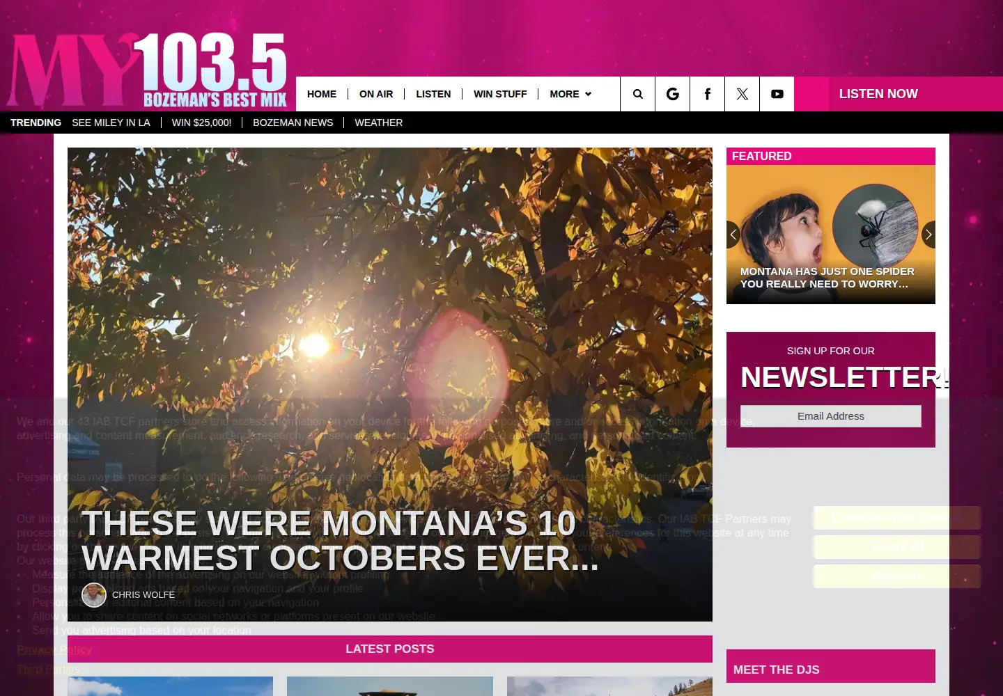 Captured homepage of my1035.com in the current scan