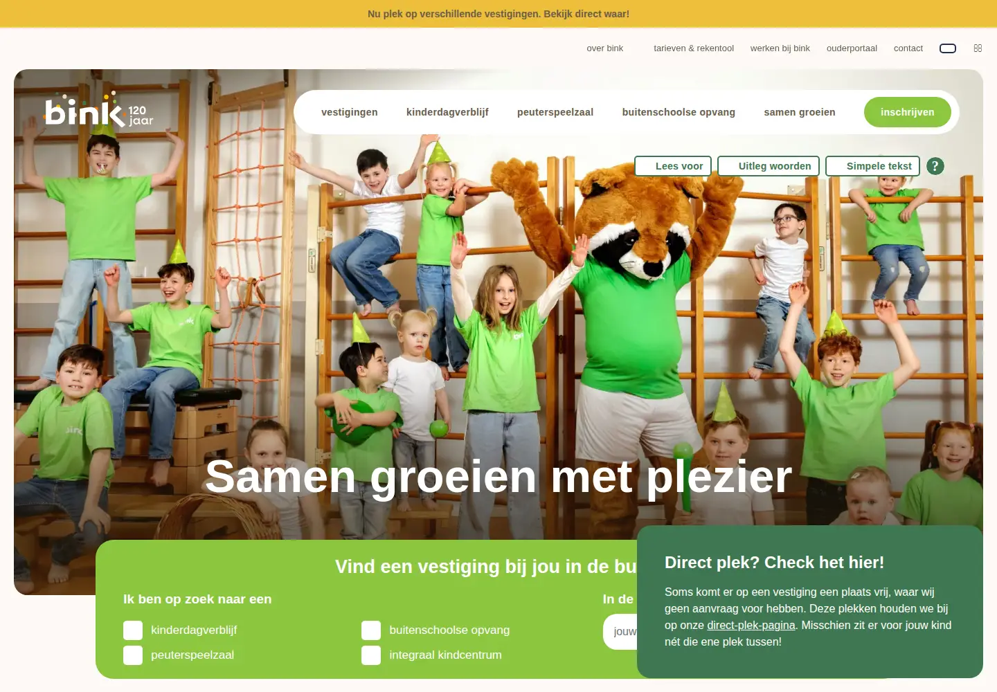 Captured homepage of binkkinderopvang.nl in the current scan