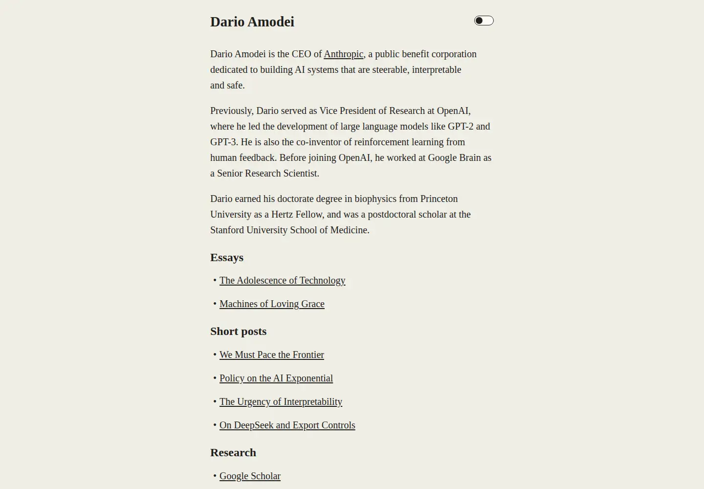 Screenshot of darioamodei.com