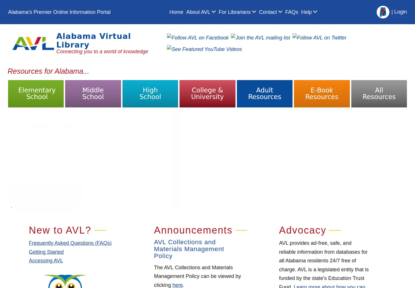 Screenshot of avl.lib.al.us