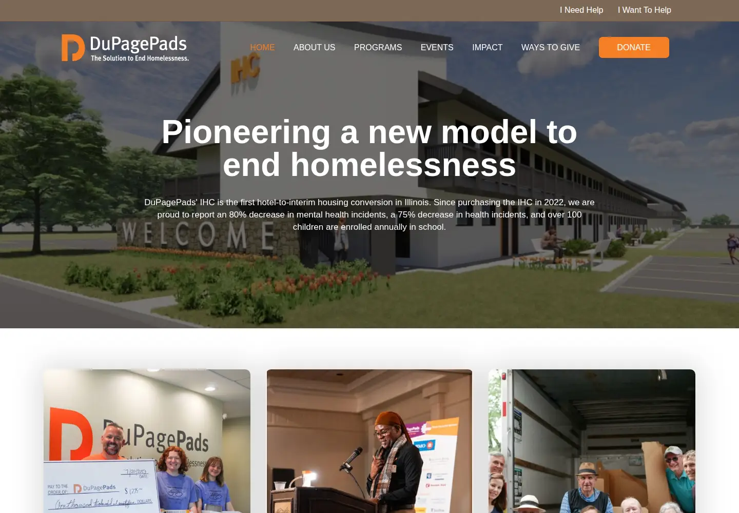 Captured homepage of dupagepads.org in the current scan