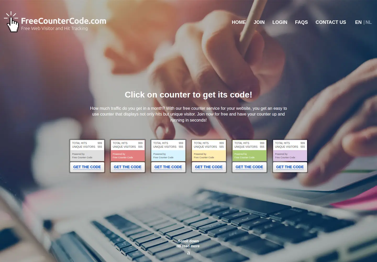 Screenshot of freecountercode.com