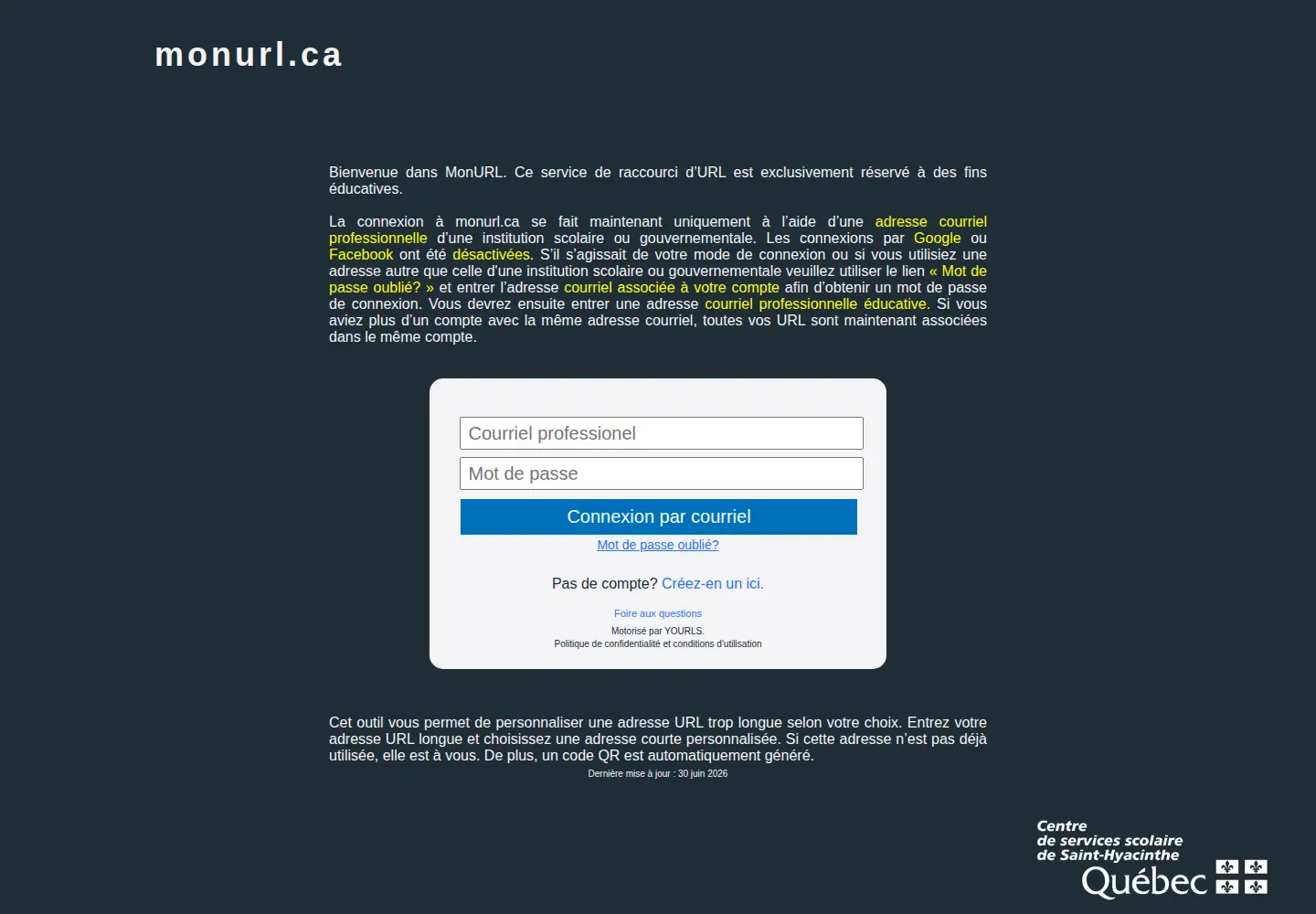 Captured homepage of monurl.ca in the current scan