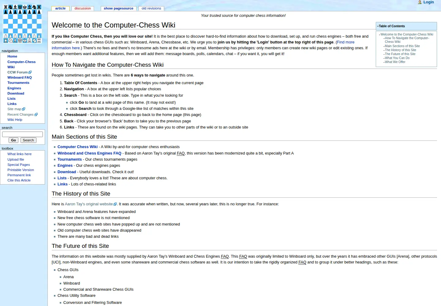 Captured homepage of computer-chess.org in the current scan