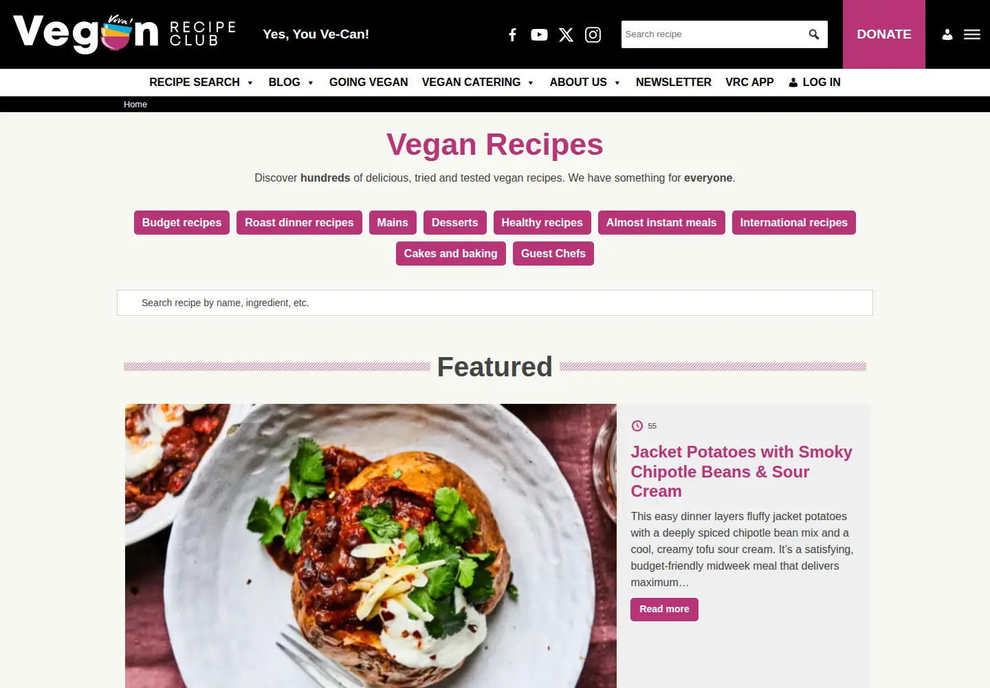 Screenshot of veganrecipeclub.org.uk
