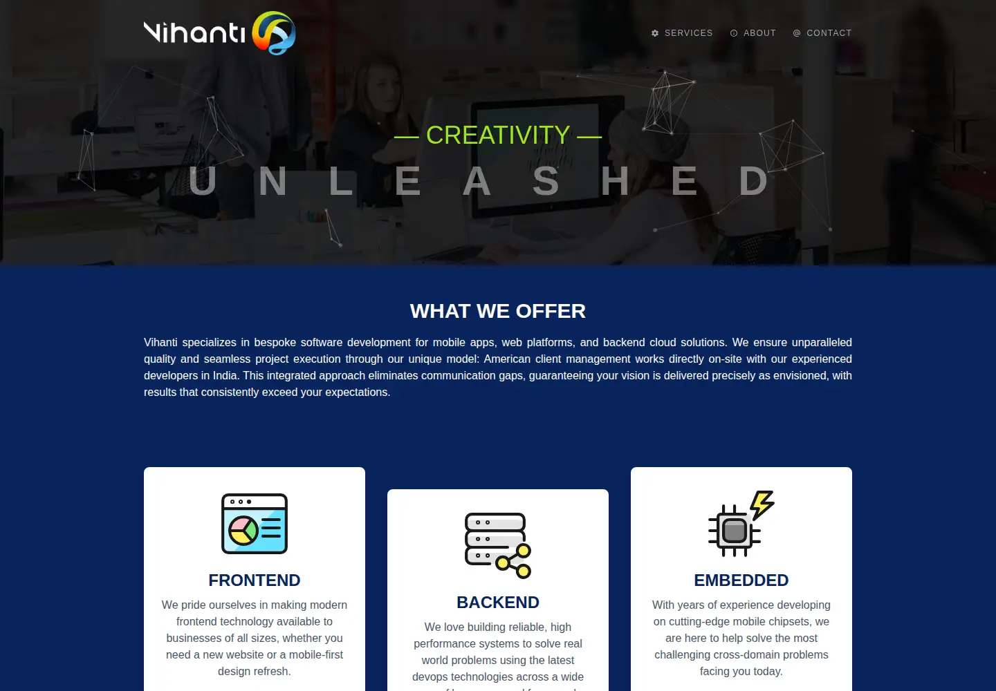 Captured homepage of vihanti.com in the current scan