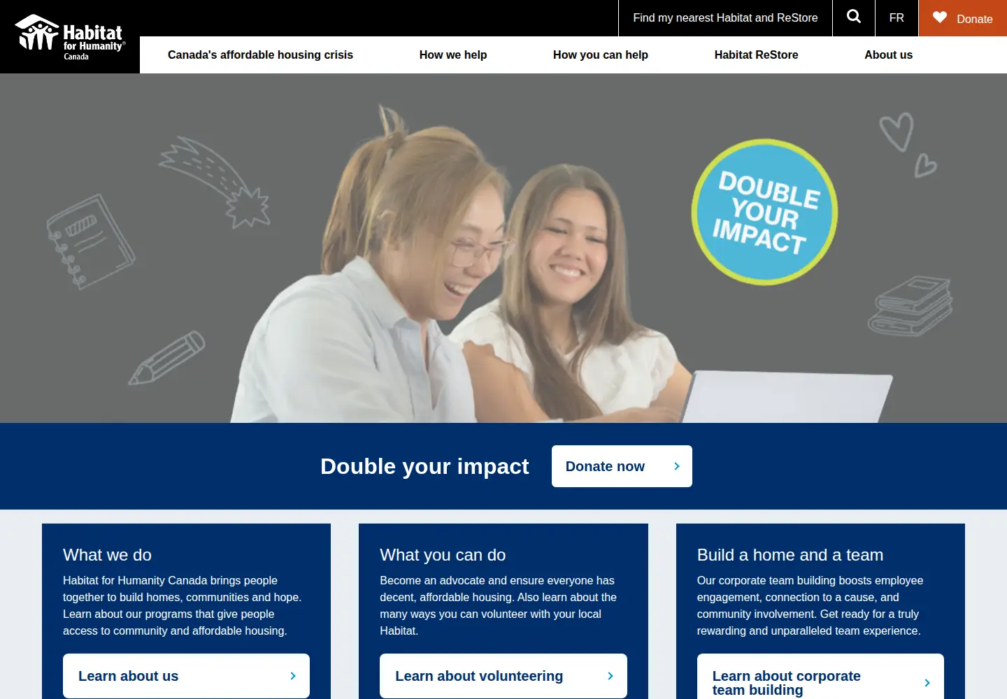 Captured homepage of habitat.ca in the current scan