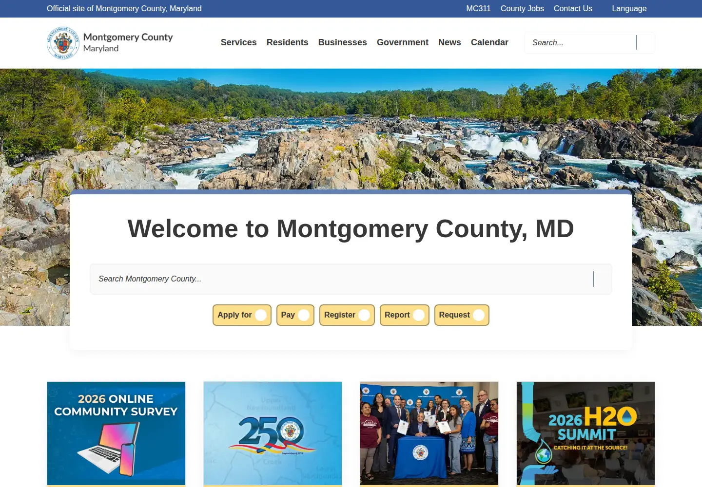 Screenshot of montgomerycountymd.gov