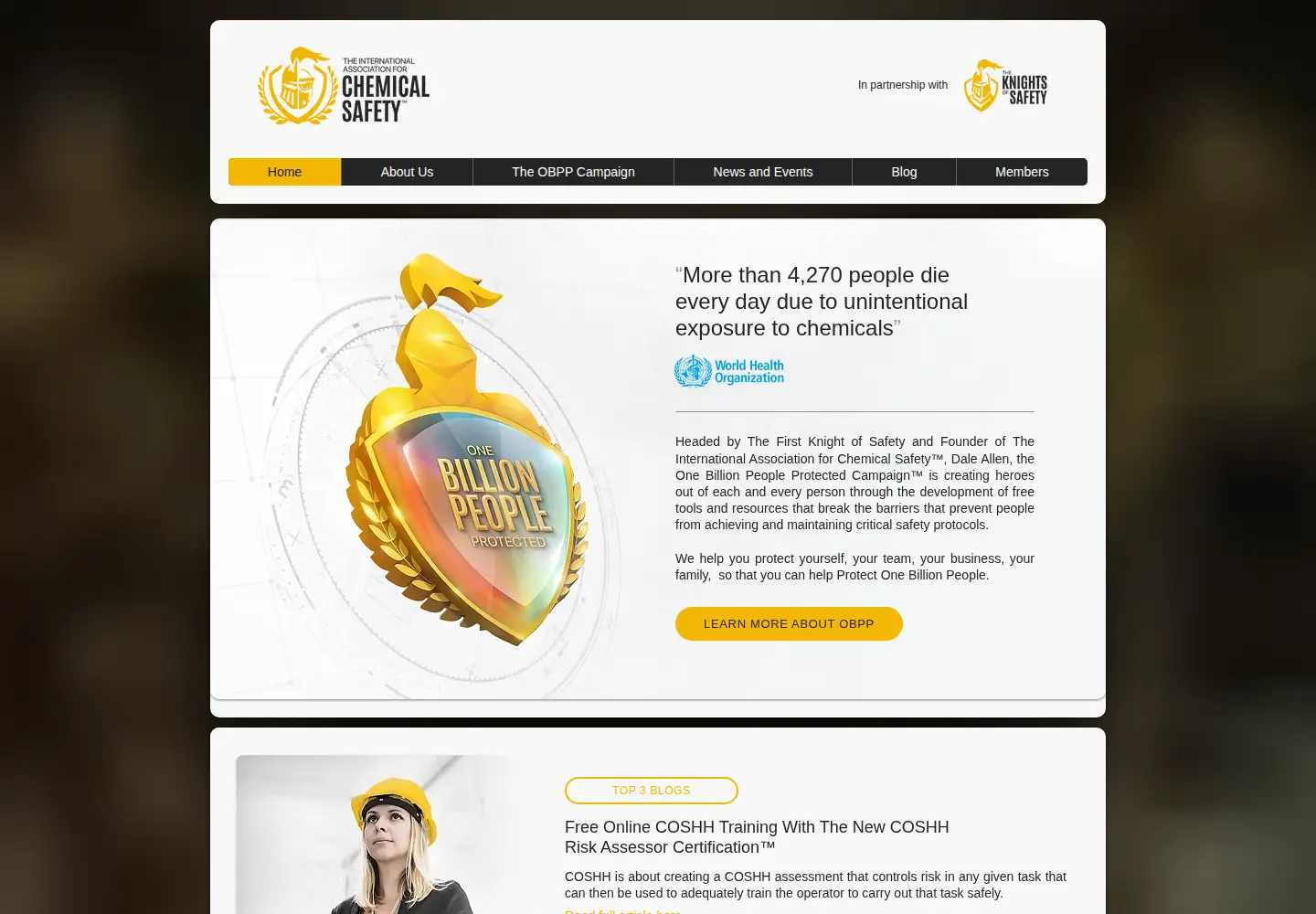 Captured homepage of thechemicalsafetyassociation.org in the current scan