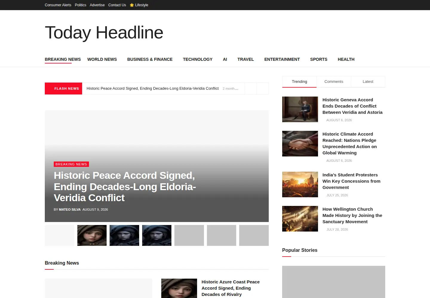 Screenshot of todayheadline.co