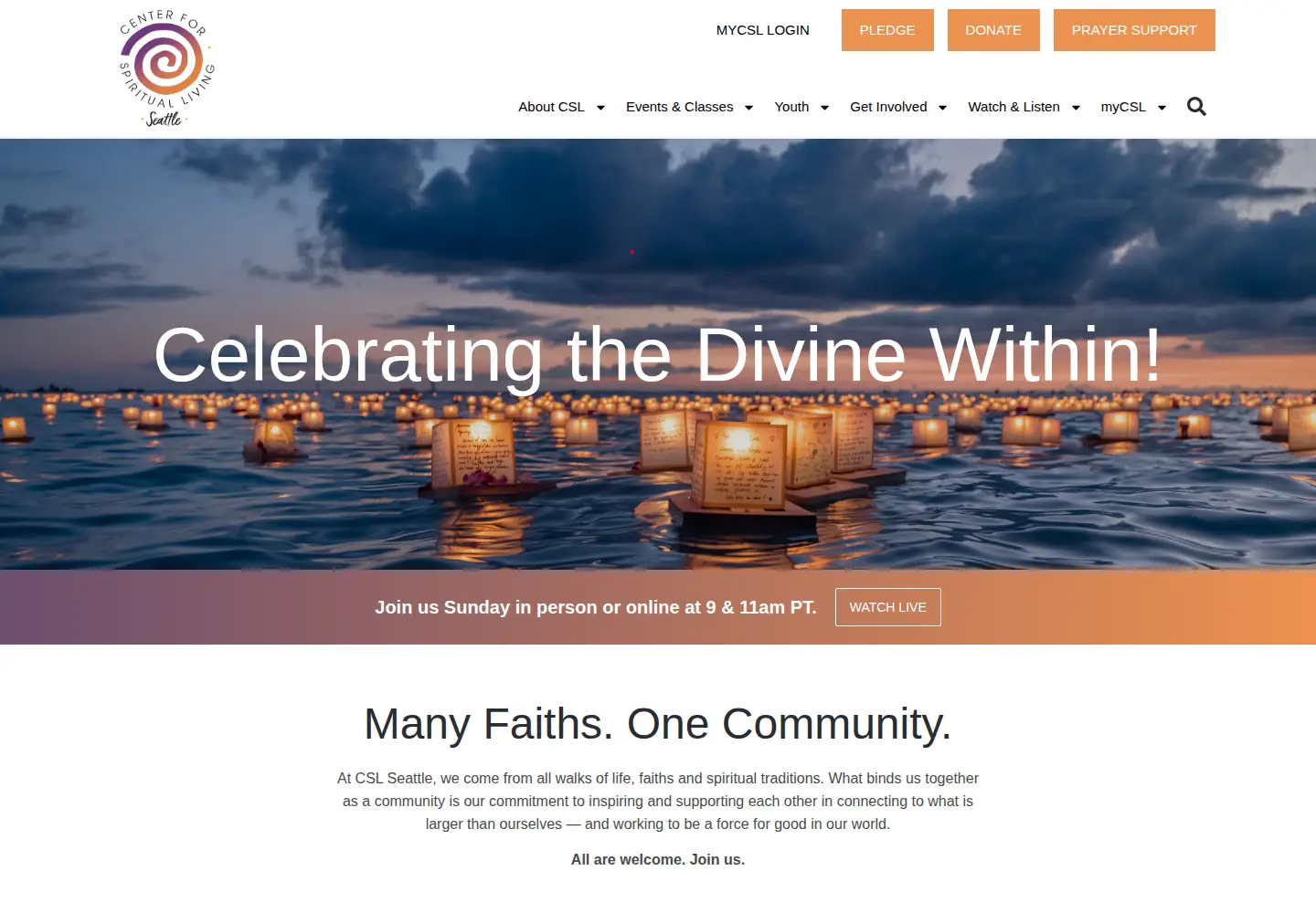 Captured homepage of spiritualliving.org in the current scan